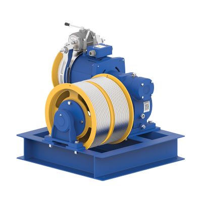 Newly design drum type geared traction machine for max. load carrying capacity including cabin weight for 500 Kg.